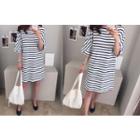 Dolman-sleeve Striped T-shirt Dress