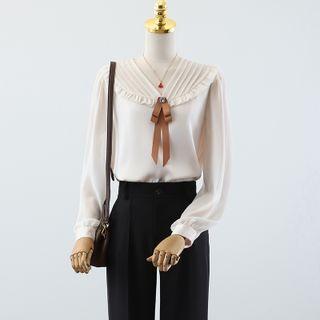 Bow Ruffled Blouse / Wide Leg Pants