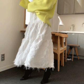 Band-waist Furry Long Tiered Skirt