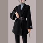 Set: Open-front Coat + Waist Belt