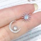 Rhinestone Moon & Star Earring 1 Pair - As Shown In Figure - One Size