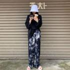 Tie Dye Wide-leg Pants Black - One Size