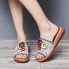 Buttoned Platform Slide Sandals