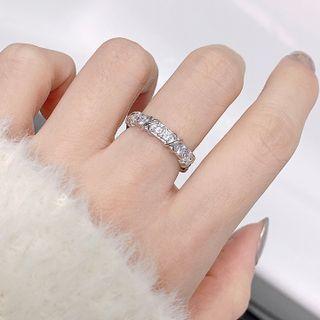 Rhinestone Stainless Steel Ring Silver - Us 8