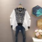 Cutout Long-sleeve Panel Knit Zebra Shirt