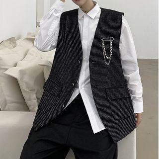 Chain Strap Single-breasted Vest