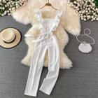 Sleeveless Frilled Tie Waist Jumpsuit