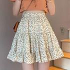 Floral Ruched A-line Mini Skirt