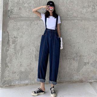 High-waist Wide-leg Dungarees