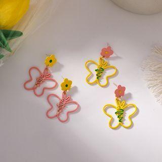 Flower Butterfly Wirework Alloy Dangle Earring