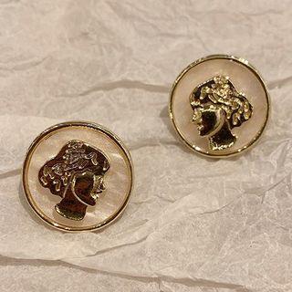 Embossed Alloy Earring 1 Pair - Off-white - One Size
