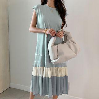 Ruffle-hem Sleeveless Long Dress