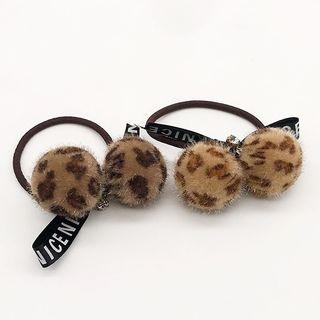 Leopard Print Bobble Lettering Bow Hair Tie