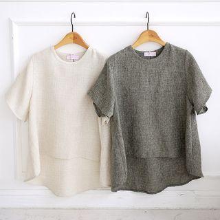 Dip-back Tweed Top