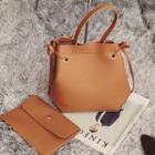 Set Of 2: Faux Leather Bucket Bag + Pouch