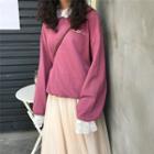 Lace Trim Long-sleeves Sweatshirt