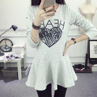 Heart Print Ruffle Hem Tunic