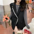 Plain Long-sleeve T-shirt / Plain Long-sleeve Shirt / Lace Trim Pocket-detail Sleeveless Jacket