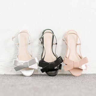 Bow-detail Patent Sandals