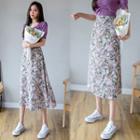 High-waist Floral Printed A-line Skirt