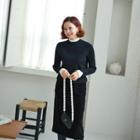 Pleat-detail Plain Knit Top