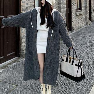 Knit Hooded Mini Bodycon Dress / Midi Cardigan