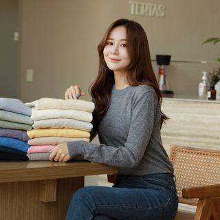 Round / V-neck Knit Top In 15 Colors