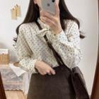 Long-sleeve Dotted Shirt / Midi A-line Pinafore Dress