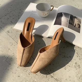 Heeled Faux-suede Mules