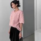 Short-sleeve Boucle-knit Top