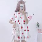Short-sleeve Strawberry Embroidery Dress As Shown In Figure - One Size