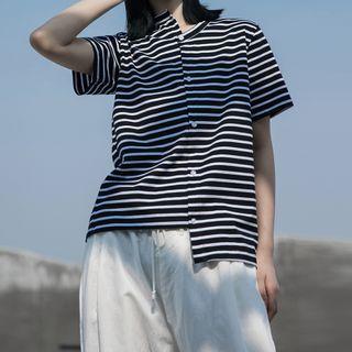Asymmetric Striped Short-sleeve T-shirt