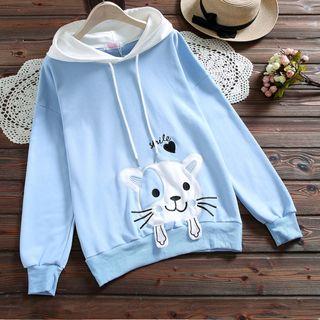 Cat Embellished Hoodie