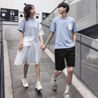 Couple Matching Short-sleeve T-shirt / Short-sleeve Midi T-shirt Dress / Shorts