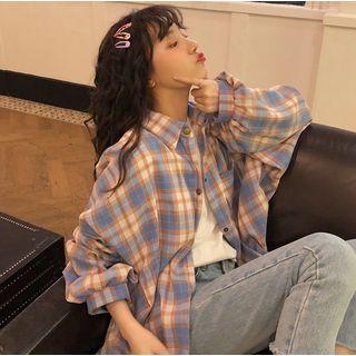 Plaid Long-sleeve Shirt Top