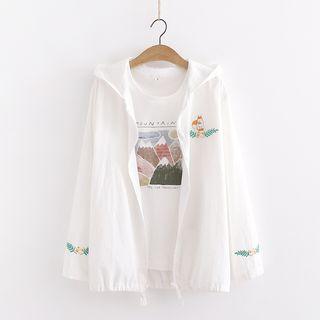 Printed Short-sleeve T-shirt / Hooded Embroidered Shirt