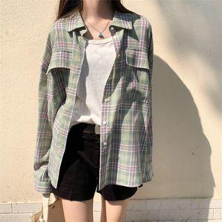 Plaid Pocket Detail Shirt Plaid - Green - One Size