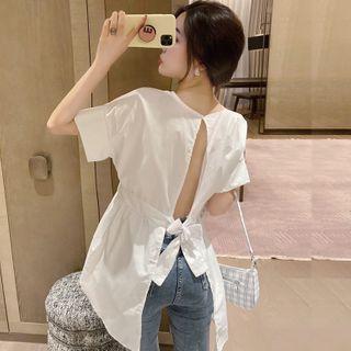 Open-back Asymmetric Loose Shirt