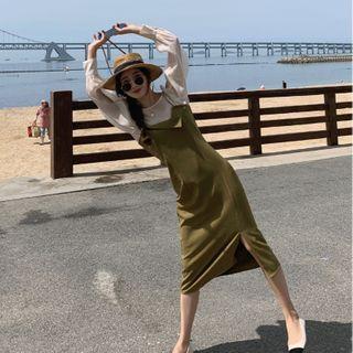 Plain Asymmetric Overall Dress