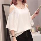 Cold-shoulder Flared-sleeve Blouse