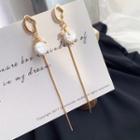 Faux Pearl Drop Earring / Clip-on Earring 1 Pair - Gold - One Size
