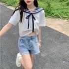 Two Tone Bow Cropped Top / Two Tone Bow Oversize Top