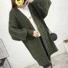 Balloon-sleeve Cable Knit Cardigan