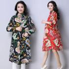 Printed Pocketed Long-sleeve Dress