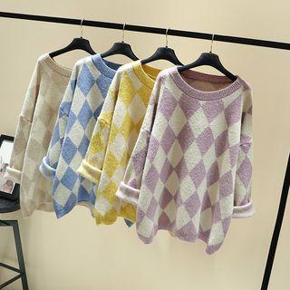 Diamond Check Knit Pullover