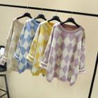 Diamond Check Knit Pullover