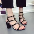 Block-heel Studded Roman Sandals