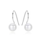 Sterling Silver Fashion Simple Round White Freshwater Pearl Earrings Silver - One Size
