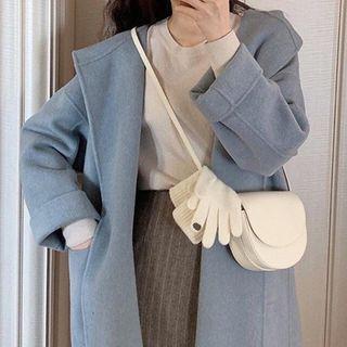 Striped Midi Skirt / Open Front Midi Coat / Sweater