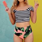 Set: Striped Swim Top + Printed Swim Bottom